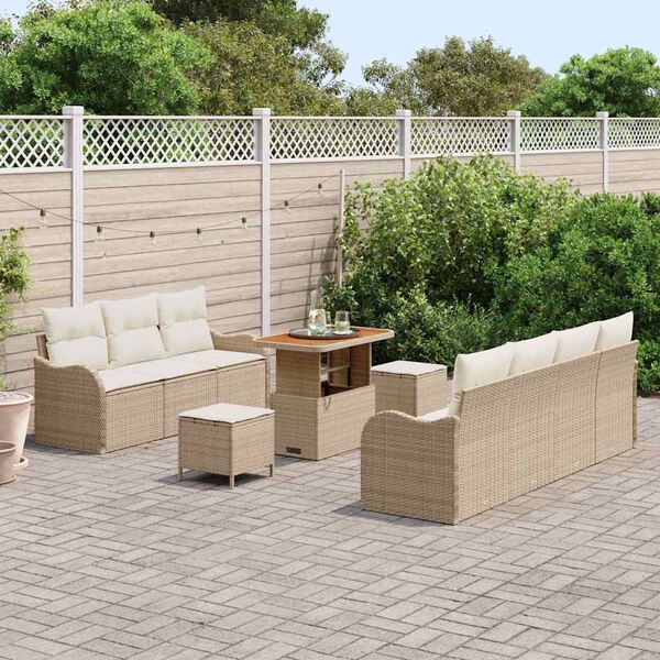 vidaXL Ensemble de canapé de jardin 10 pcs Beige polyrotin