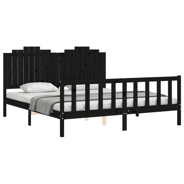 vidaXL Cadre de lit sans matelas noir bois de pin massif