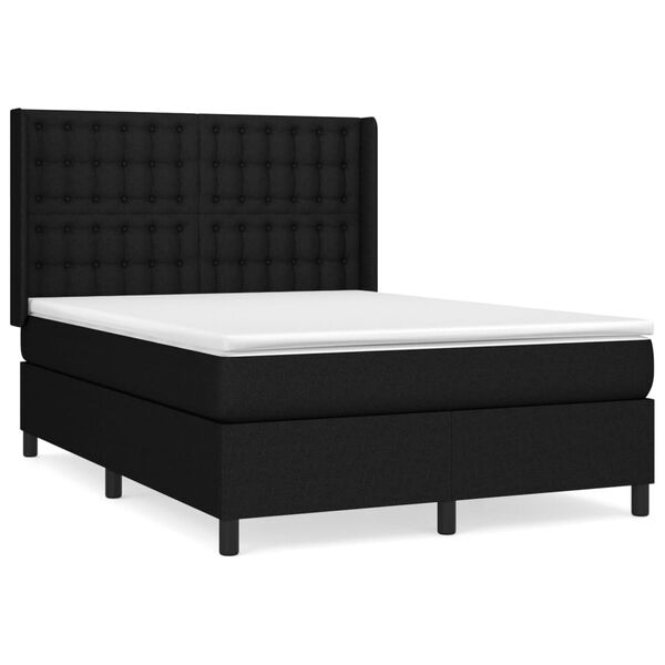 vidaXL Sommier &agrave; lattes de lit avec matelas Noir 140x200 cm Tissu