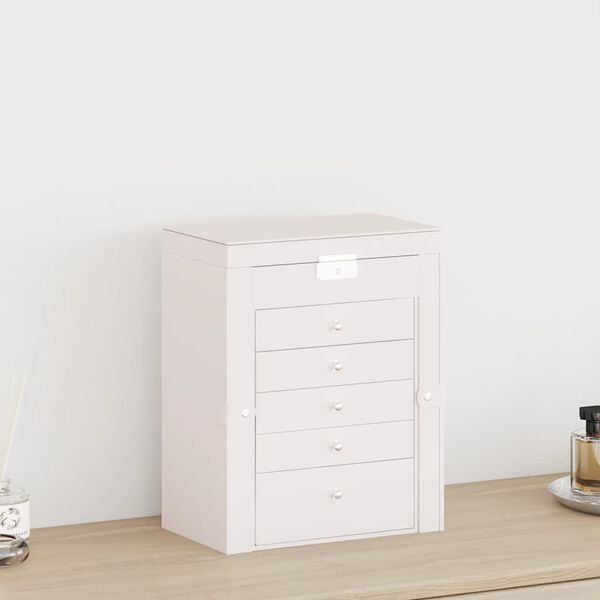 VidaXL Bo&icirc;te &agrave; bijoux 6 niveaux avec miroir verrouillable blanc