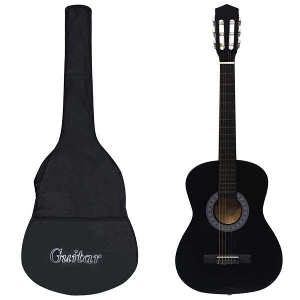 vidaXL Guitare classique avec sac pour d&eacute;butants Noir 3/4 36"