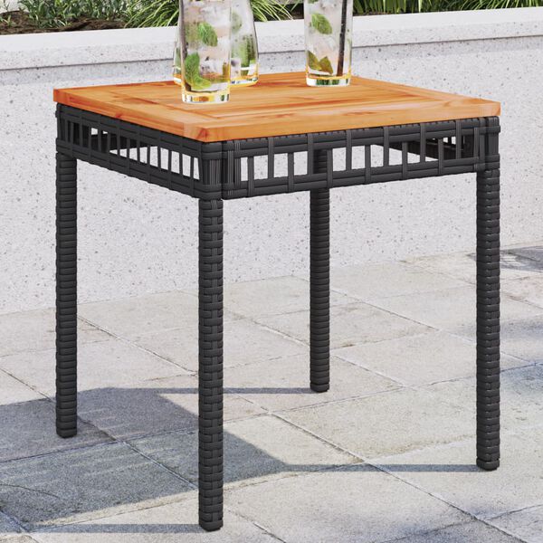 vidaXL Table de jardin noir 38x38x42 cm résine tressée et bois acacia