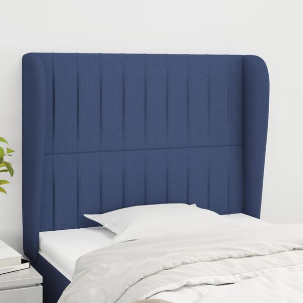 vidaXL T&ecirc;te de lit avec oreilles Bleu 103x23x118/128 cm Tissu