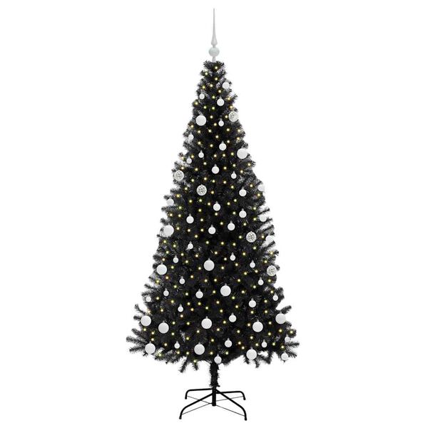 vidaXL Sapin de No&euml;l avec 300 LED avec support Noir 180 cm PVC