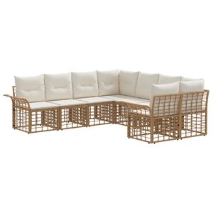 vidaXL Ensemble de canap&eacute;s d'ext&eacute;rieur 8 pcs Blanc Naturel et Cr&egrave;me