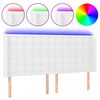 vidaXL T&ecirc;te de lit &agrave; LED Blanc 203x16x118/128 cm Similicuir