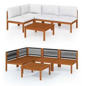 vidaXL Salon de jardin 5 pi&egrave;ces avec coussins Cr&egrave;me 63 x 63 cm