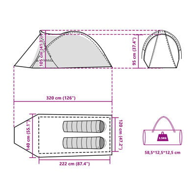 vidaXL Tente de camping à dôme 2 personne bleu imperméable