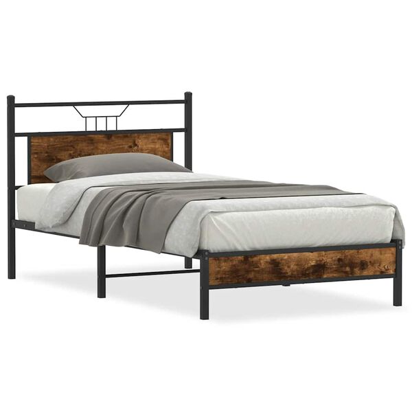 vidaXL Cadre de lit sans matelas ch&ecirc;ne fum&eacute; 100x200 cm bois ing&eacute;nierie