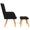 vidaXL Chaise de relaxation avec tabouret Noir Tissu