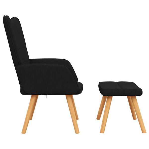 vidaXL Chaise de relaxation avec tabouret Noir Tissu