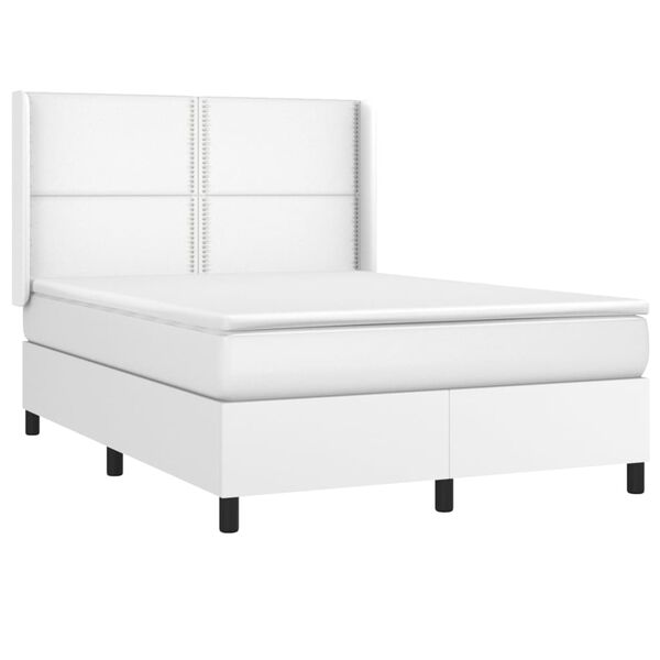 vidaXL Sommier &agrave; lattes de lit matelas LED Blanc 140x190 cm Similicuir