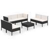 vidaXL Salon de jardin 8 pcs avec coussins r&eacute;sine tress&eacute;e noir