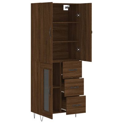 vidaXL Buffet haut Chêne marron 69,5x34x180 cm Bois d'ingénierie