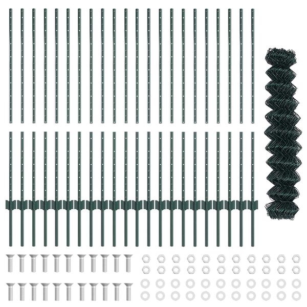 vidaXL Cl&ocirc;ture avec poteau Vert 1,2 x 25 m Acier et PVC