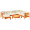 vidaXL Salon de jardin 8 pcs avec coussins marron cire bois pin massif