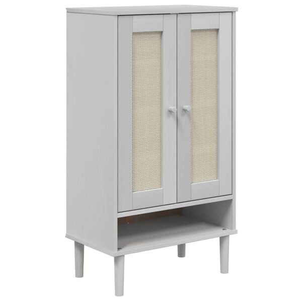 vidaXL Armoire &agrave; chaussures SENJA aspect rotin blanc bois massif