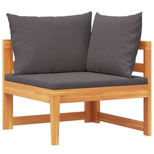 vidaXL Canap&eacute; d'angle avec coussins gris fonc&eacute; Bois d'acacia solide