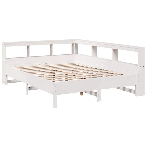 vidaXL Lit biblioth&egrave;que sans matelas blanc 135x190 cm bois pin massif