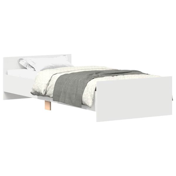 vidaXL Cadre de lit sans matelas blanc 75x190 cm bois d'ingénierie