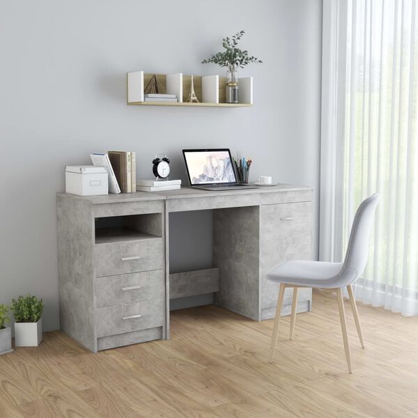 vidaXL Bureau Gris b&eacute;ton 140x50x76 cm Bois d&rsquo;ing&eacute;nierie