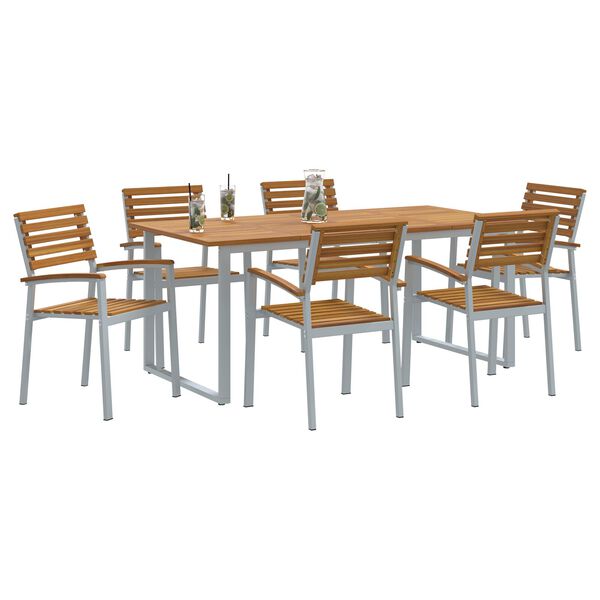 vidaXL Ensemble de salle &agrave; manger pour jardin 7 pcs Gris