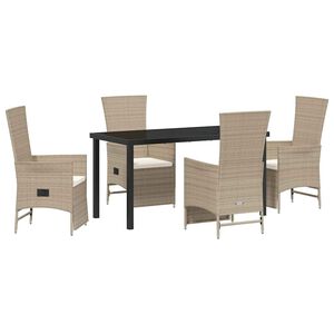 vidaXL Ensemble de salle &agrave; manger pour jardin 5 pcs Beige polyrotin