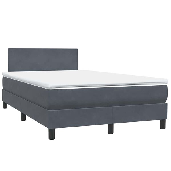vidaXL Sommier &agrave; lattes de lit et matelas gris fonc&eacute; 120x220cm velours