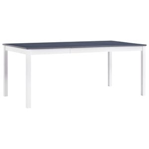 vidaXL Table &agrave; manger Blanc et gris 180x90x73 cm Bois de pin