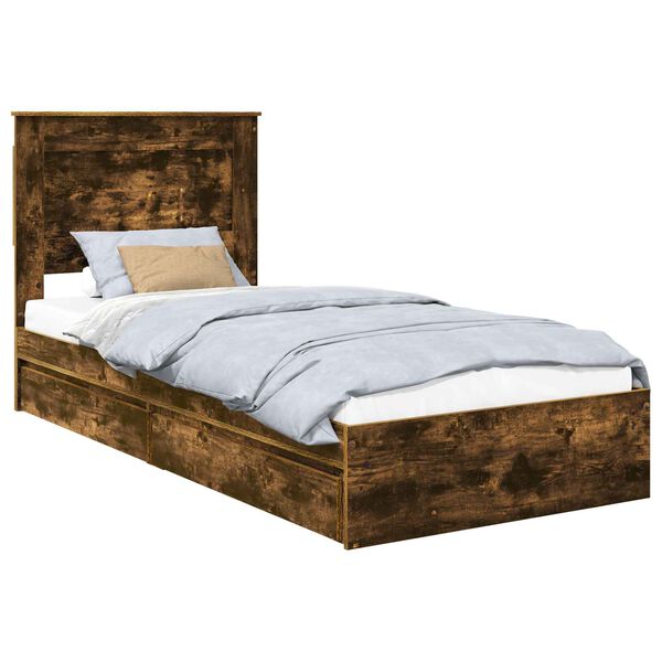 vidaXL Lit de Rangement Ch&ecirc;ne fum&eacute; 90 x 190 cm Bois d'ing&eacute;nierie