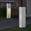 vidaXL Lumi&egrave;re de Chemin LED Solaire 2 pcs Blanc Acier lamin&eacute; &agrave; froid