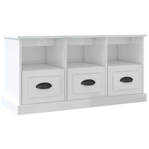 vidaXL Meuble TV blanc brillant 100x35x50 cm bois d'ing&eacute;nierie