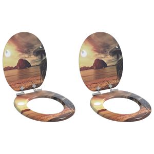 vidaXL Si&egrave;ge de toilette &agrave; fermeture douce 2 pcs Orange 44 x 38 cm