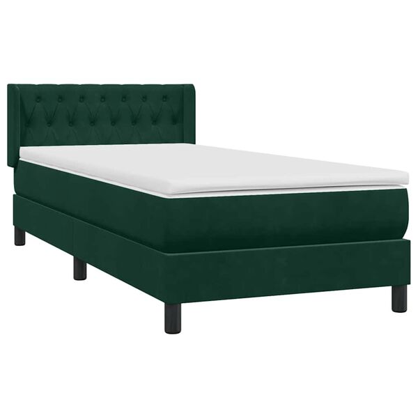 vidaXL Sommier &agrave; lattes de lit et matelas vert fonc&eacute; 90x210 cm velours