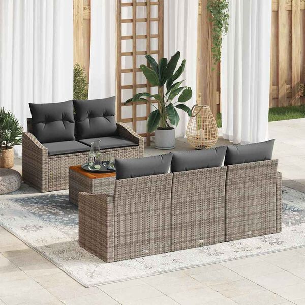 vidaXL Ensemble de canapé de jardin avec stockage 6 pcs Gris polyrotin