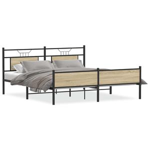 vidaXL Cadre de lit en m&eacute;tal sans matelas ch&ecirc;ne sonoma 180x200 cm