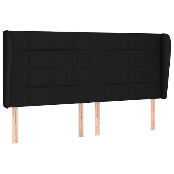 vidaXL T&ecirc;te de lit avec oreilles Noir 203x23x118/128 cm Tissu