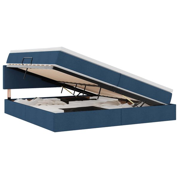 vidaXL Lit avec rangement et LED avec matelas Bleu 200 x 200 cm tissu