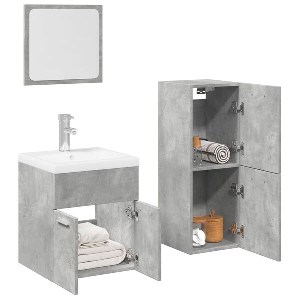 vidaXL Ensemble de meubles de salle de bain 4 pcs gris b&eacute;ton