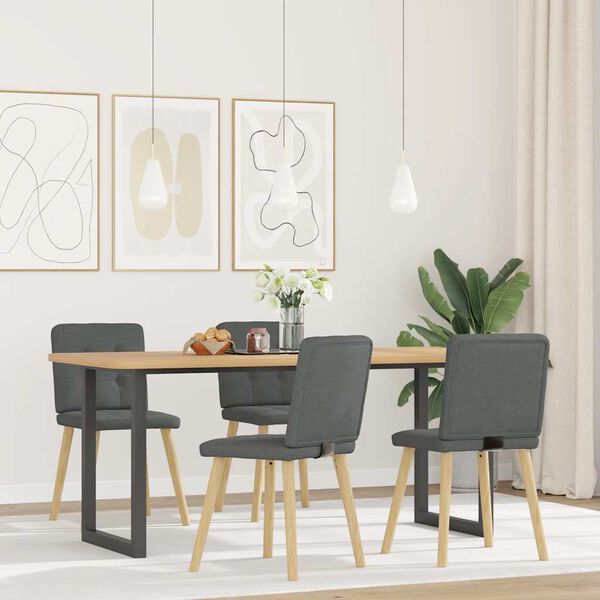vidaXL Chaises &agrave; manger lot de 4 gris fonc&eacute; tissu