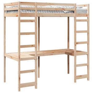 vidaXL Cadre de lit mezzanine Naturel 90 x 200 cm Pin massif