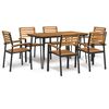 vidaXL Ensemble &agrave; manger de jardin 7 pcs bois d'acacia solide et m&eacute;tal