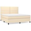 vidaXL Sommier &agrave; lattes de lit avec matelas Cr&egrave;me 160x200 cm Tissu