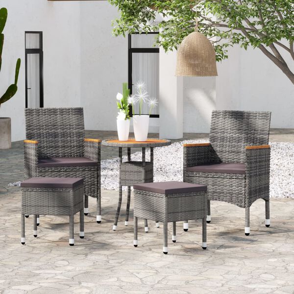 vidaXL Salon de jardin 5 pcs R&eacute;sine tress&eacute;e Gris