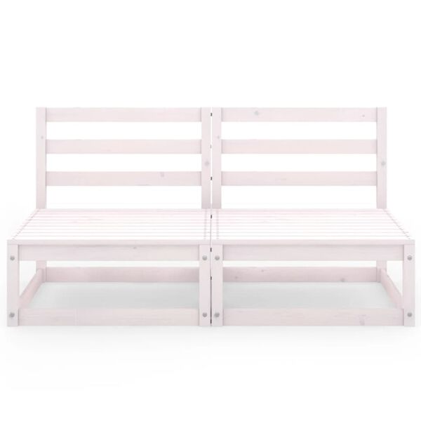 vidaXL Canapé à 2 places de jardin Blanc Bois de pin solide