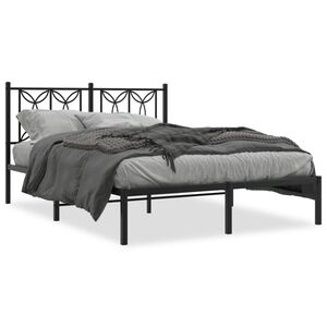 vidaXL Cadre de lit m&eacute;tal sans matelas avec t&ecirc;te de lit noir 140x200cm