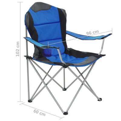 vidaXL Chaise pliante de camping 2 pcs 96 x 60 x 102 cm Bleu