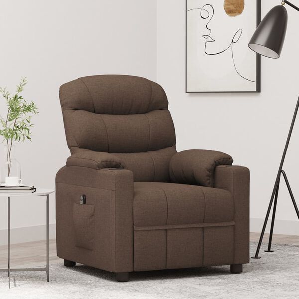 vidaXL Fauteuil inclinable &eacute;lectrique Marron Tissu