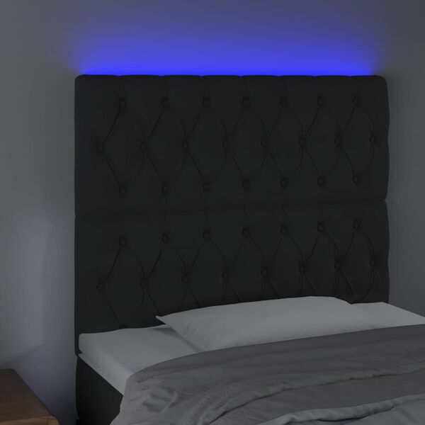 vidaXL T&ecirc;te de lit &agrave; LED Noir 90x7x118/128 cm Velours