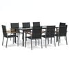 vidaXL Ensemble &agrave; manger de jardin 9 pcs noir textil&egrave;ne et acier